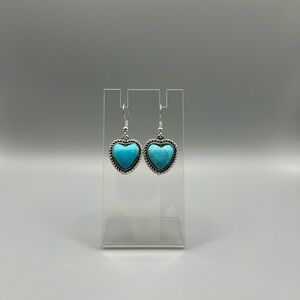 Heart-Shaped Turquoise Earrings - Handmade E0127C